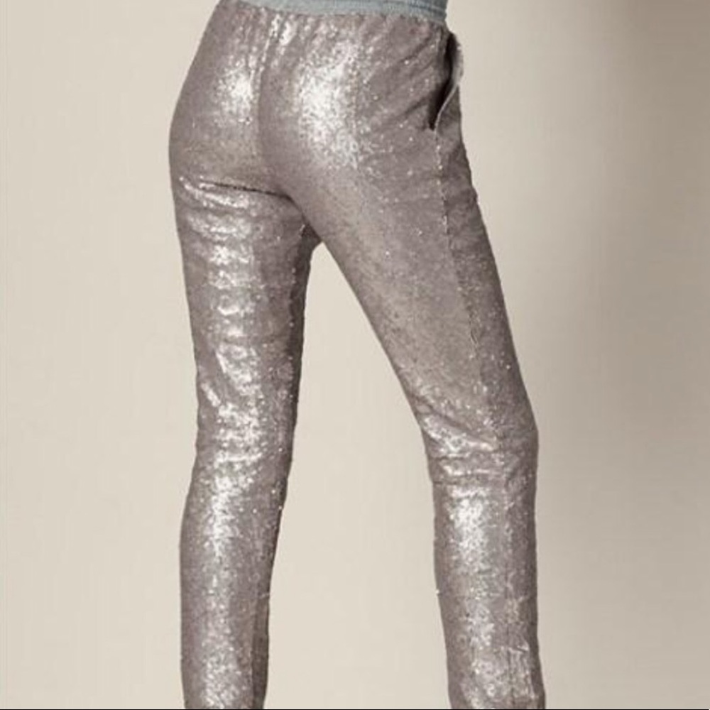 Silver sequined joggers. Size Small.
